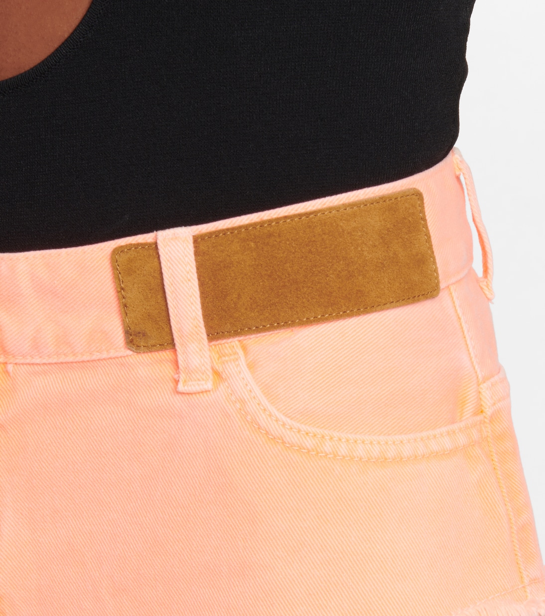 Shorts di jeans a vita media con frange | Palm Angels