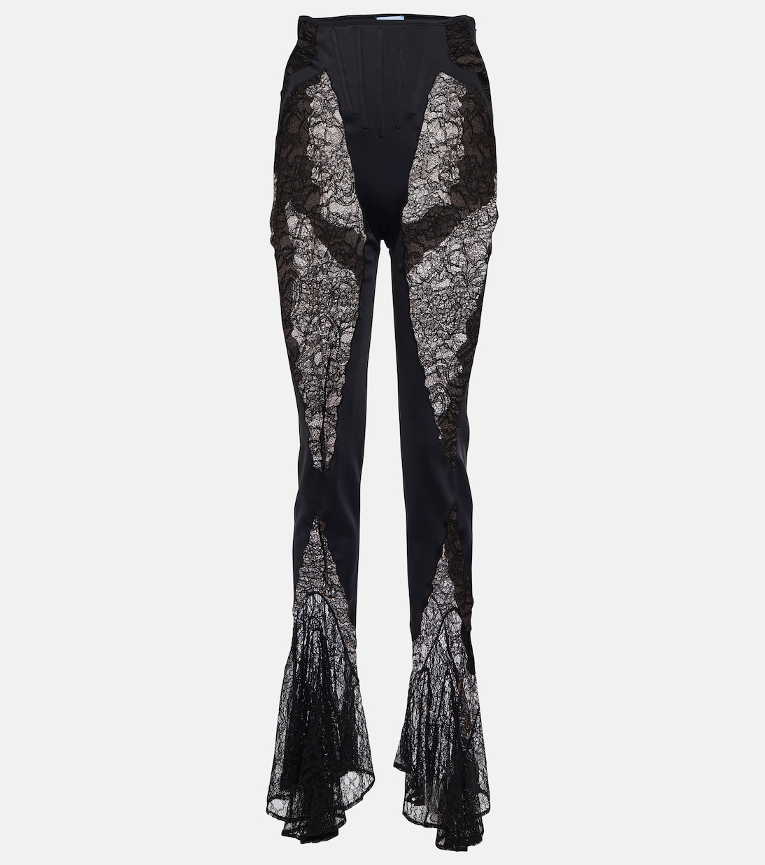 Pantaloni flared in pizzo a vita alta | Mugler