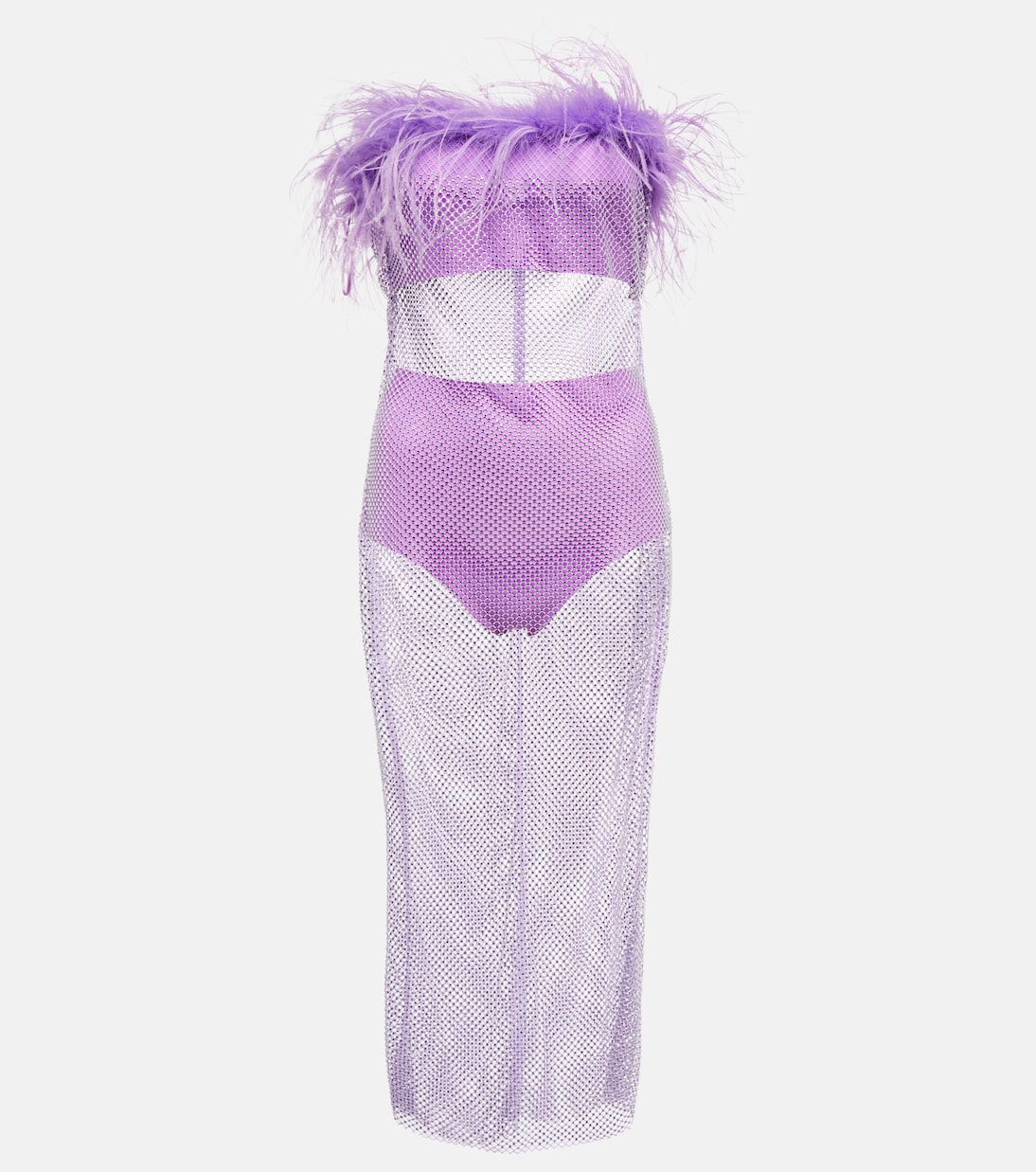 Vestido midi con plumas adornado | Giuseppe di Morabito
