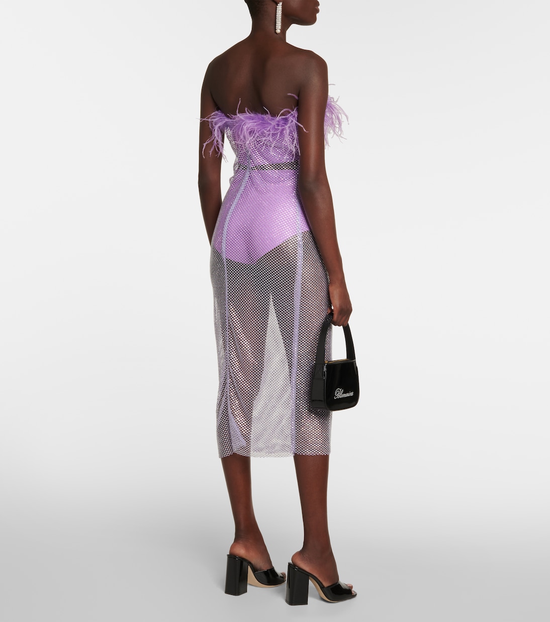 Vestido midi con plumas adornado | Giuseppe di Morabito