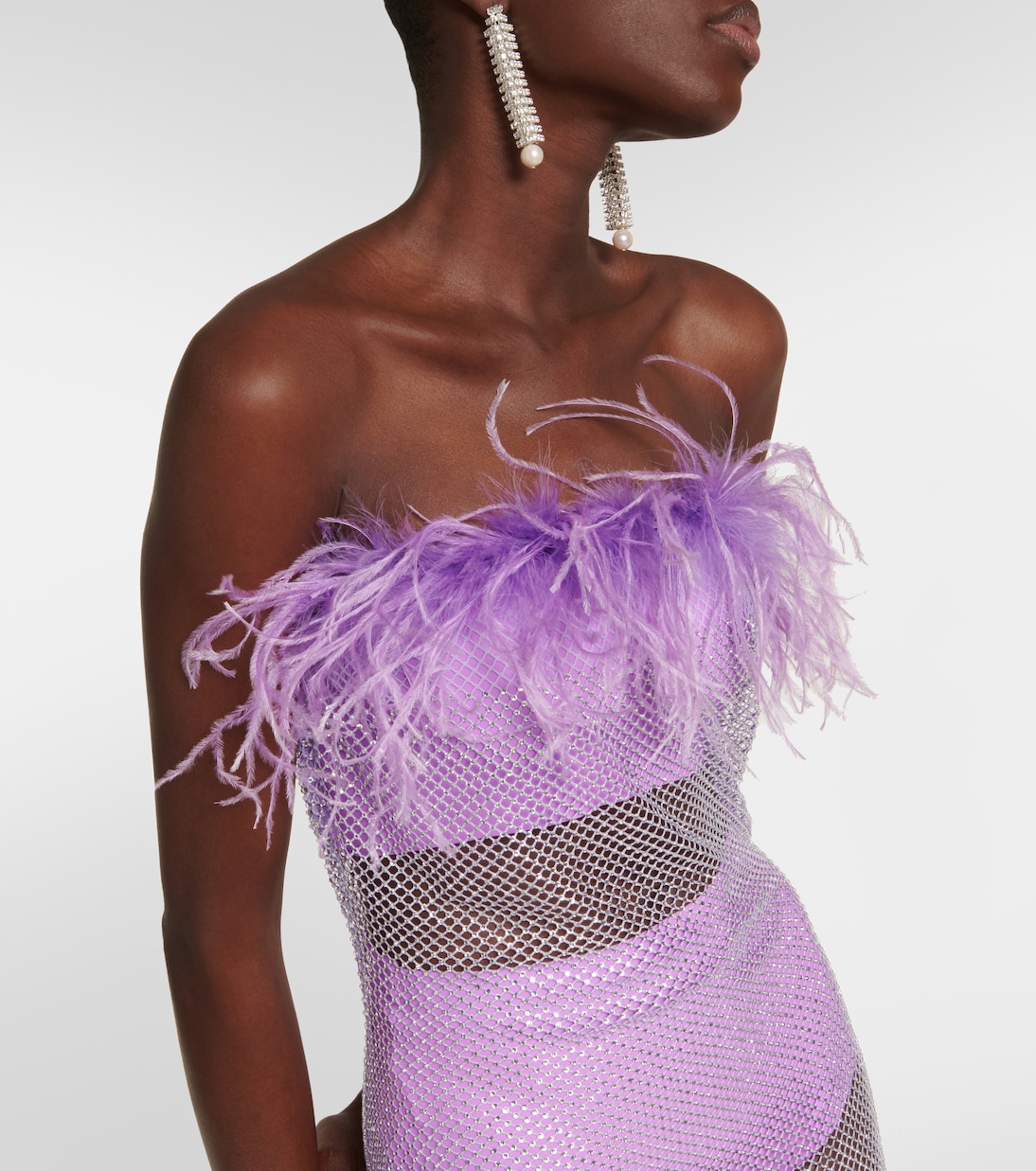Vestido midi con plumas adornado | Giuseppe di Morabito