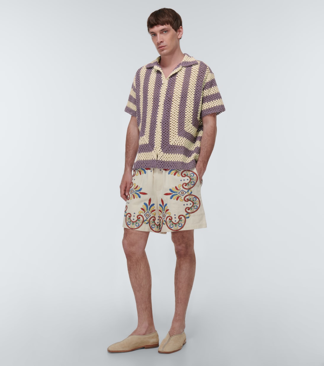 Flagship crochet cotton shirt | Bode