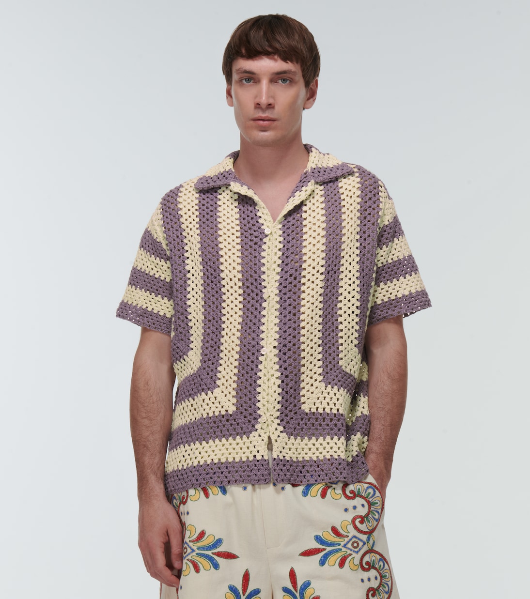 Flagship crochet cotton shirt | Bode