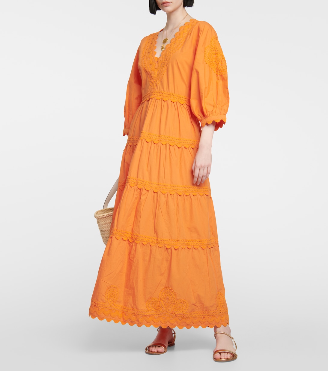Embroidered cotton poplin maxi dress | Juliet Dunn