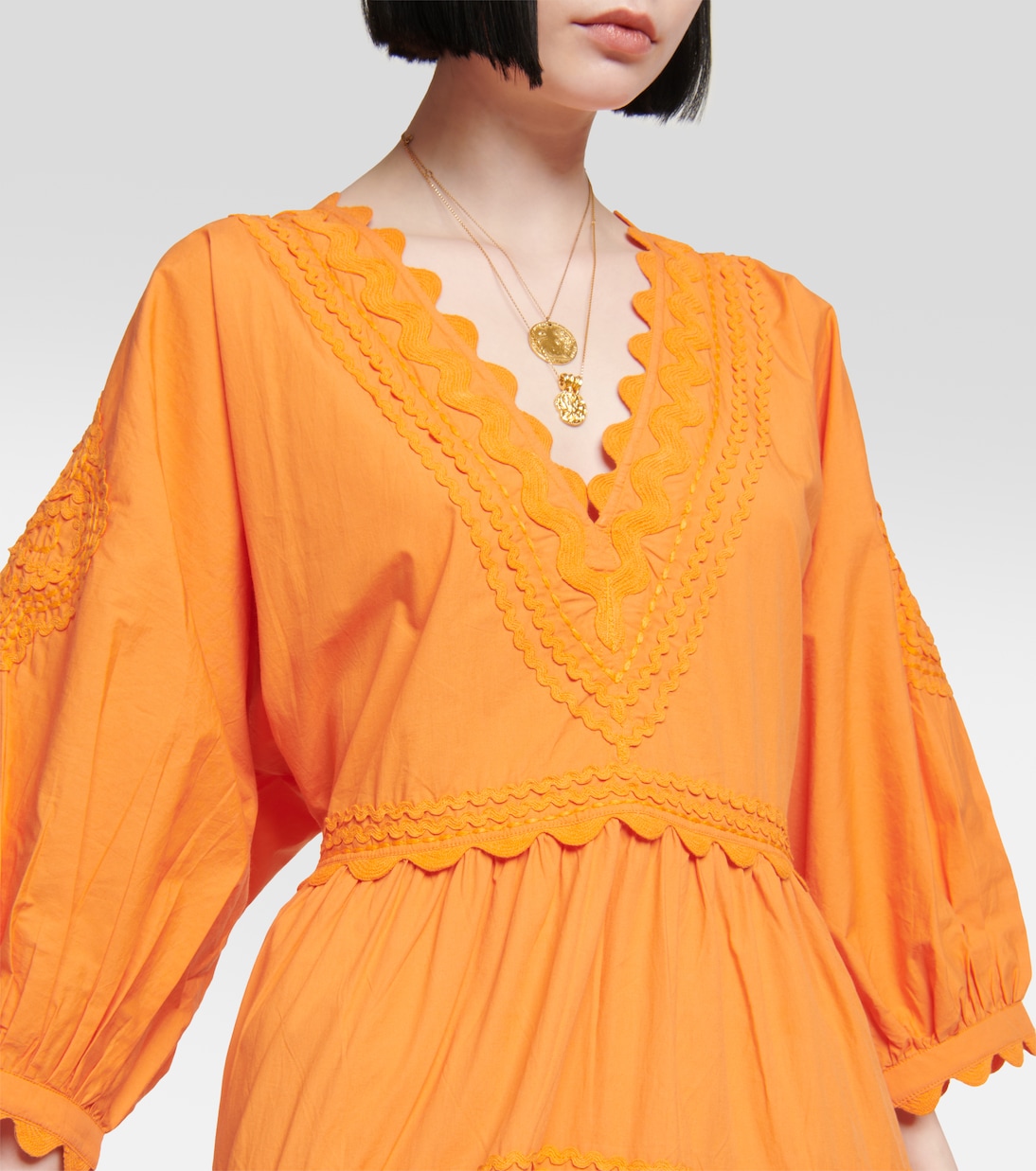 Embroidered cotton poplin maxi dress | Juliet Dunn