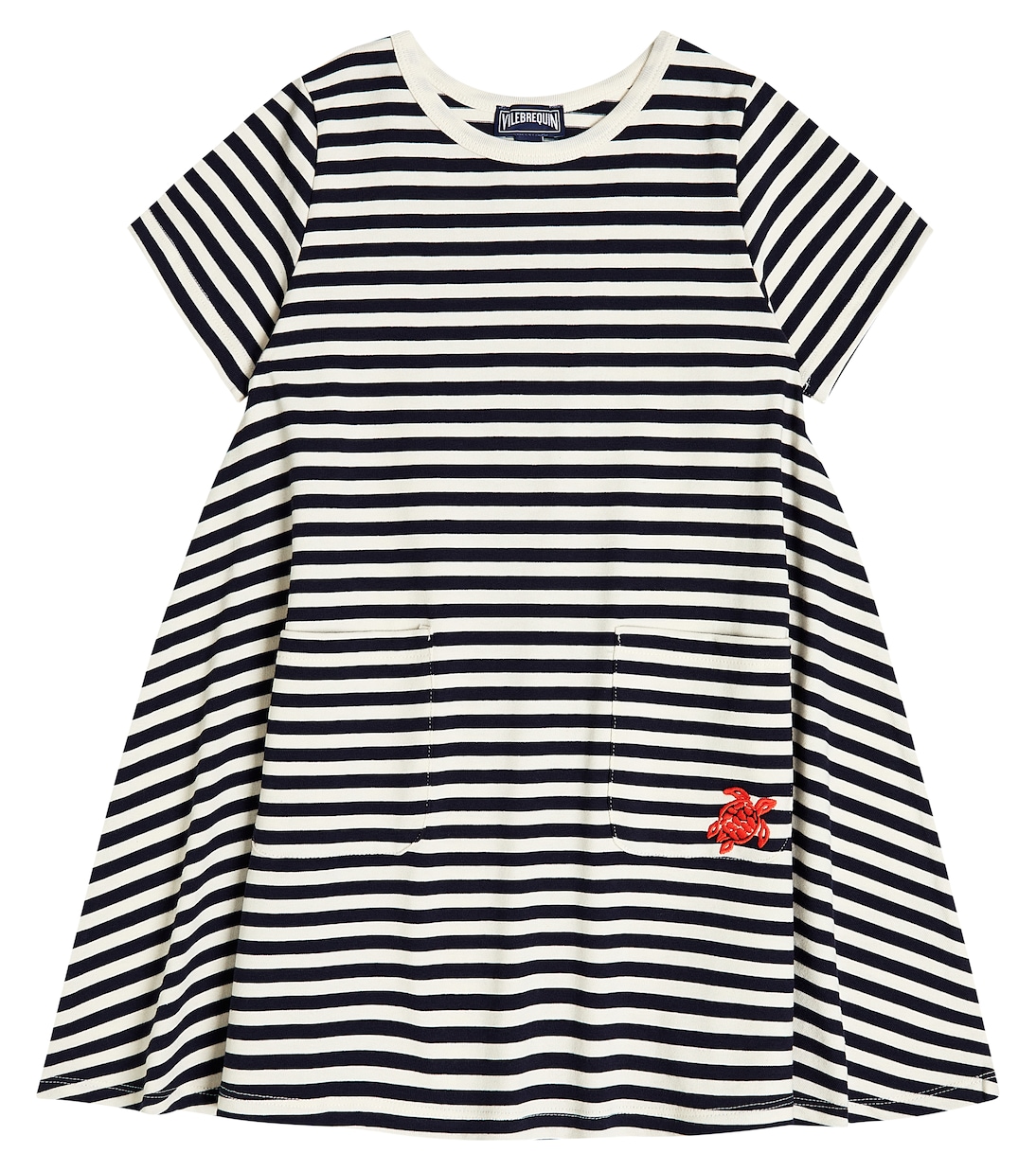 Abito in cotone a righe con ricamo | Vilebrequin Kids