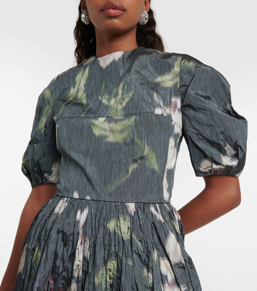 Abito midi in taffetà con stampa | Erdem