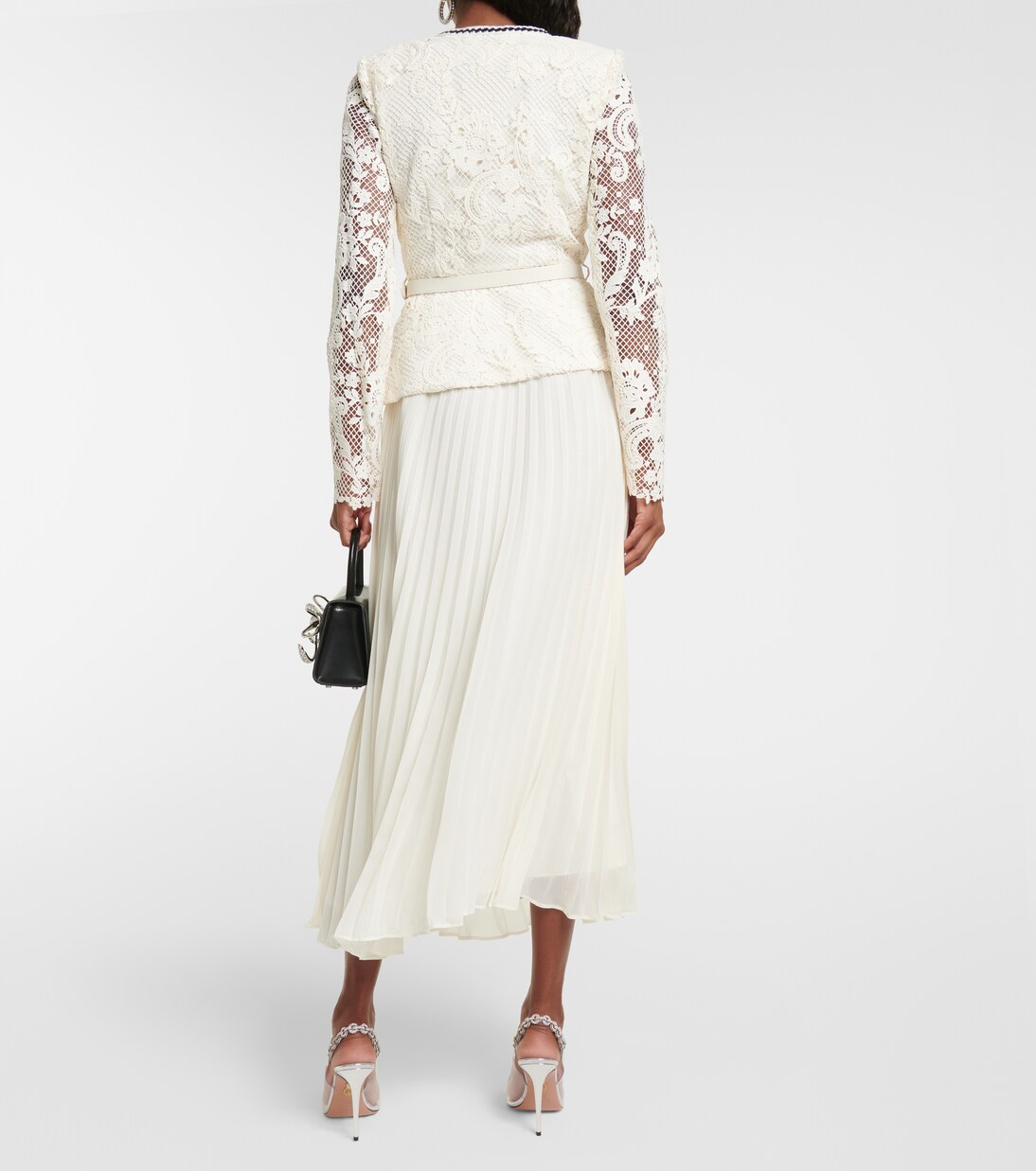 Lace and chiffon midi dress | Self-Portrait