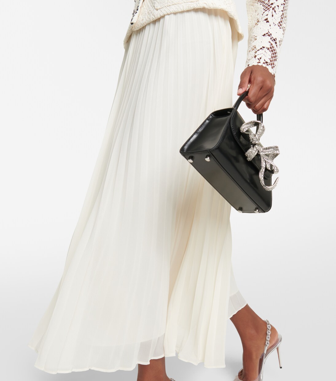 Lace and chiffon midi dress | Self-Portrait