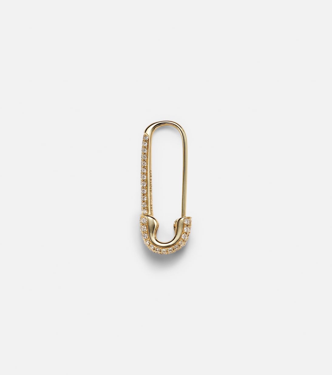 Orecchino singolo in oro 18kt con perno di sicurezza e diamanti, design moderno per giovani