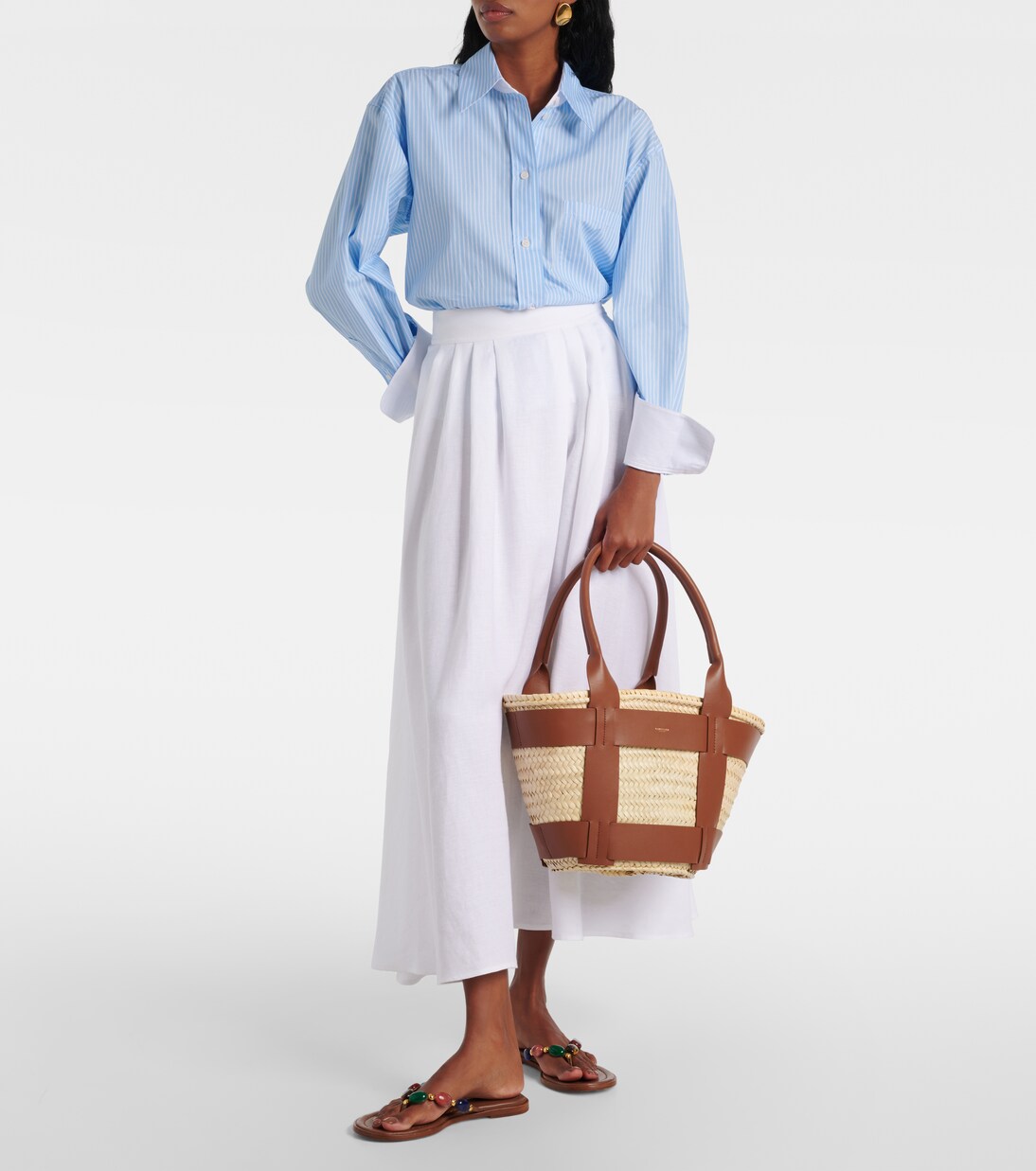 Borsa Santorini in rafia e pelle | DeMellier