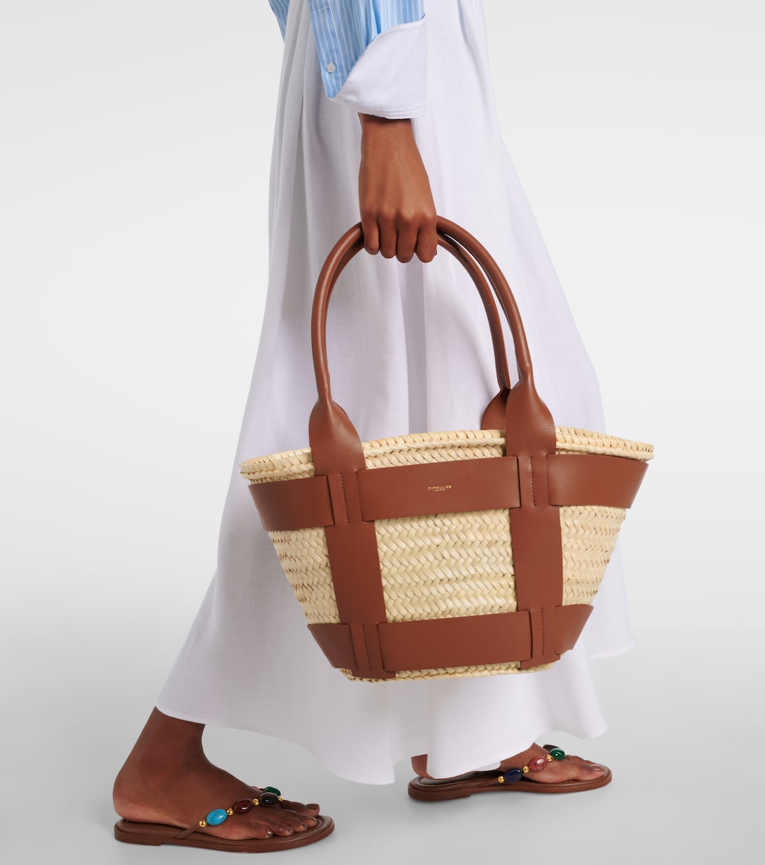 Borsa Santorini in rafia e pelle | DeMellier