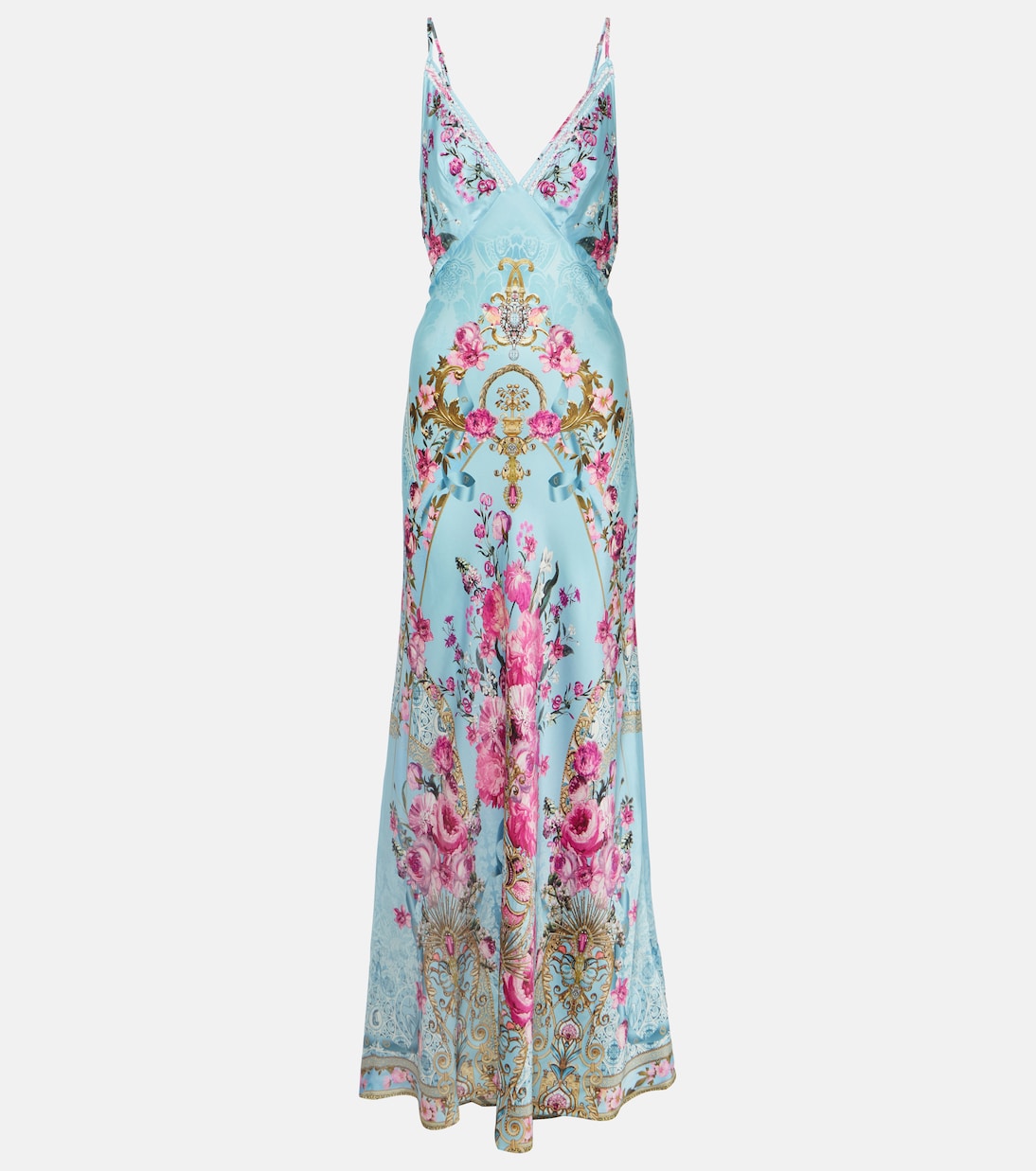 Embellished floral silk satin slip dress | Camilla