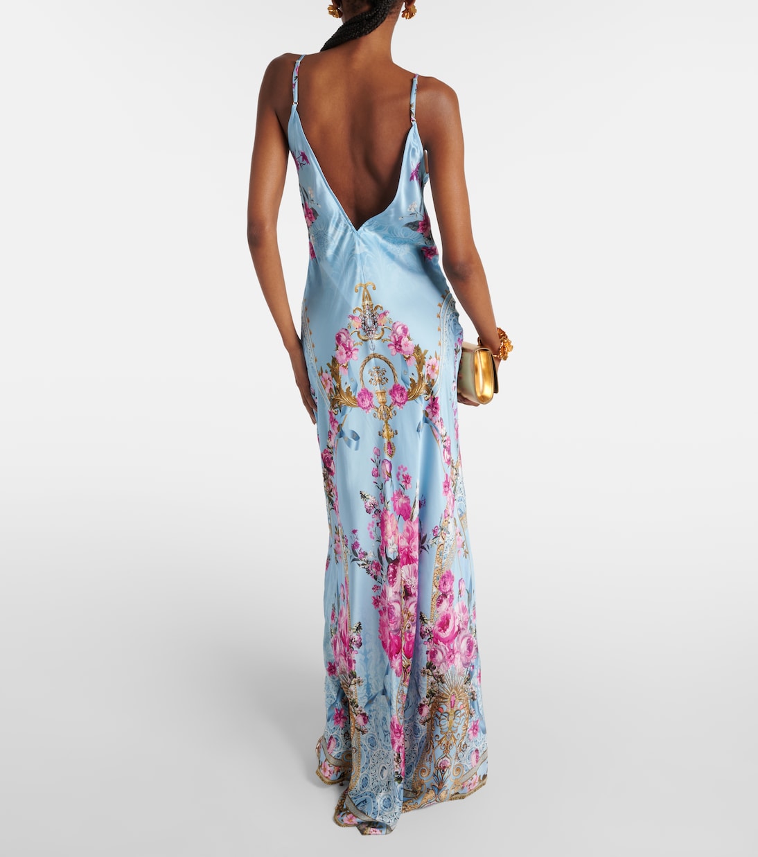 Embellished floral silk satin slip dress | Camilla