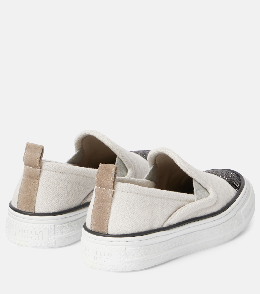 Slip-on in canvas con monili | Brunello Cucinelli