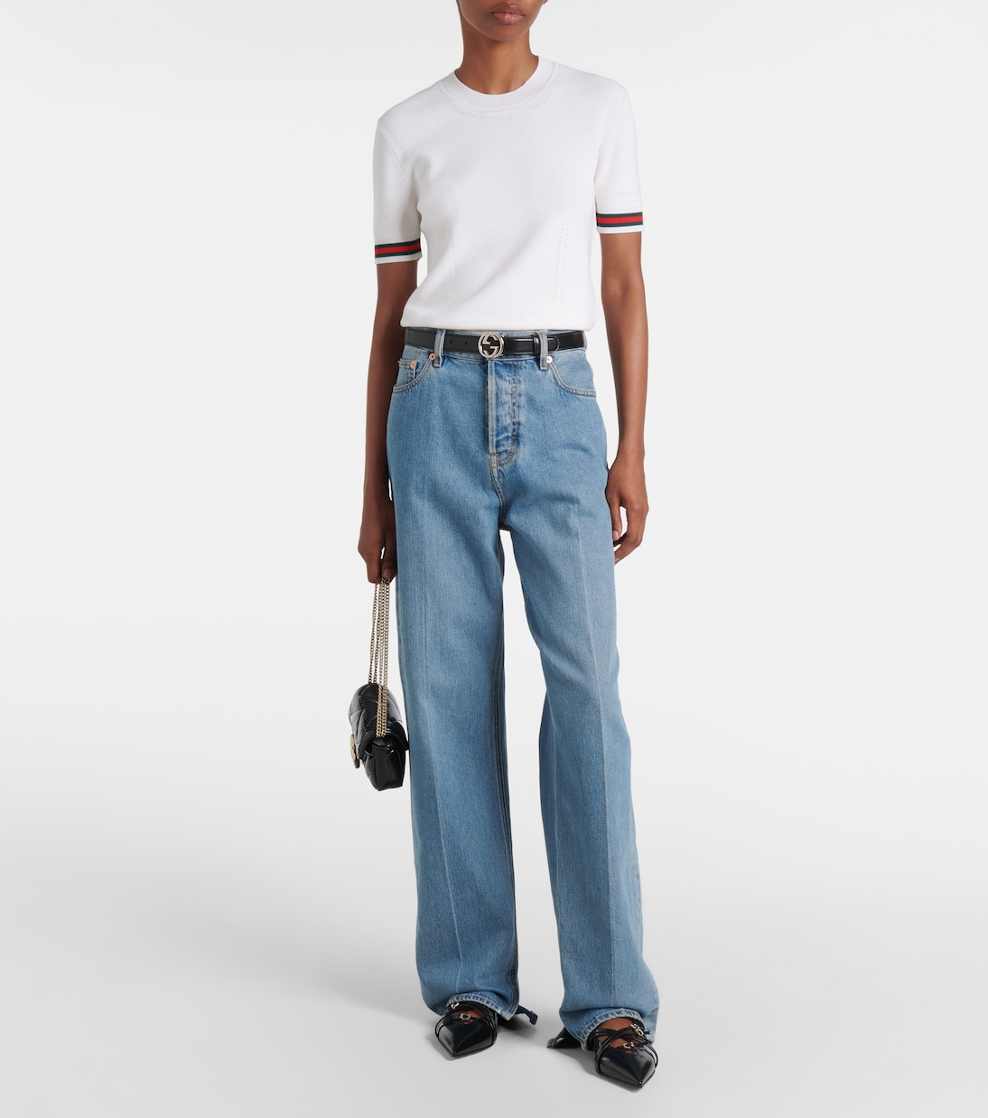 Web Stripe wool top | Gucci