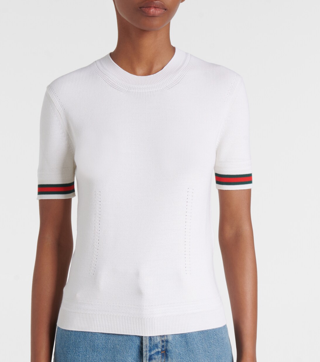 Web Stripe wool top | Gucci