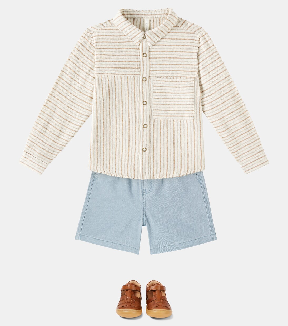 Camisa Walker de mezcla de lino a rayas | Rylee + Cru