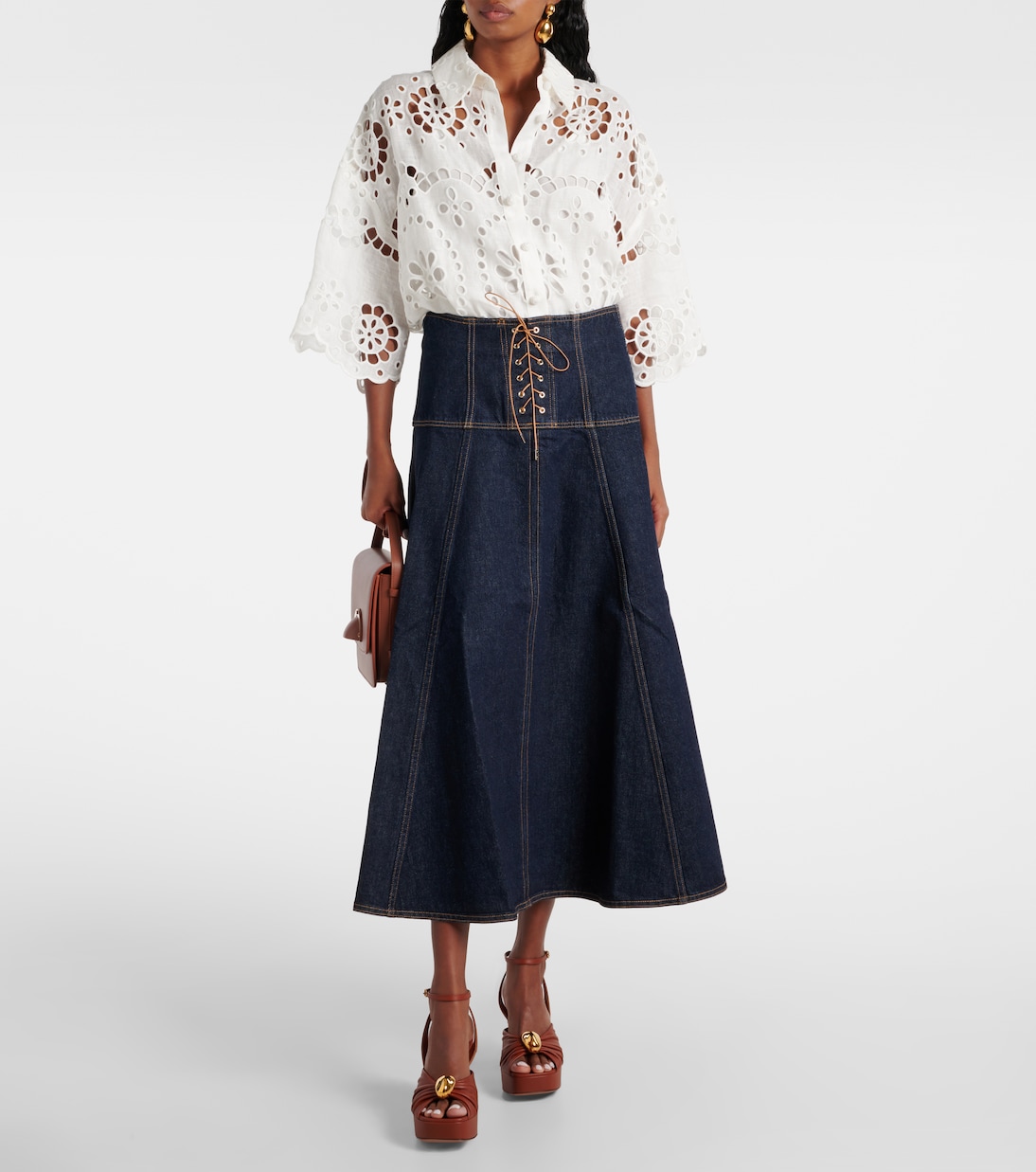 Falda midi Estelle de denim | Ulla Johnson