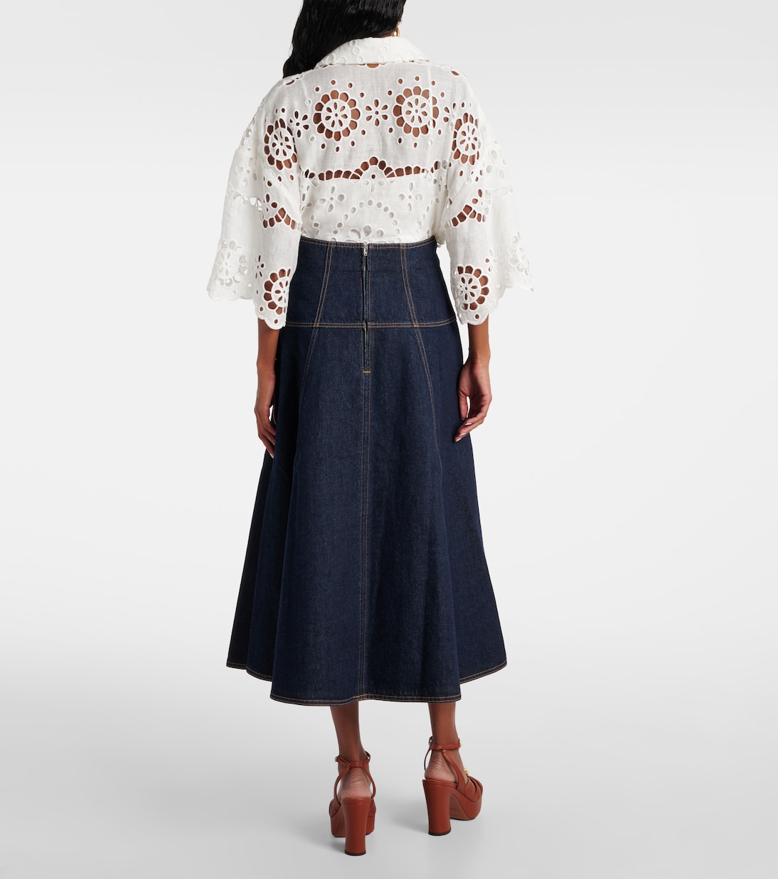 Falda midi Estelle de denim | Ulla Johnson