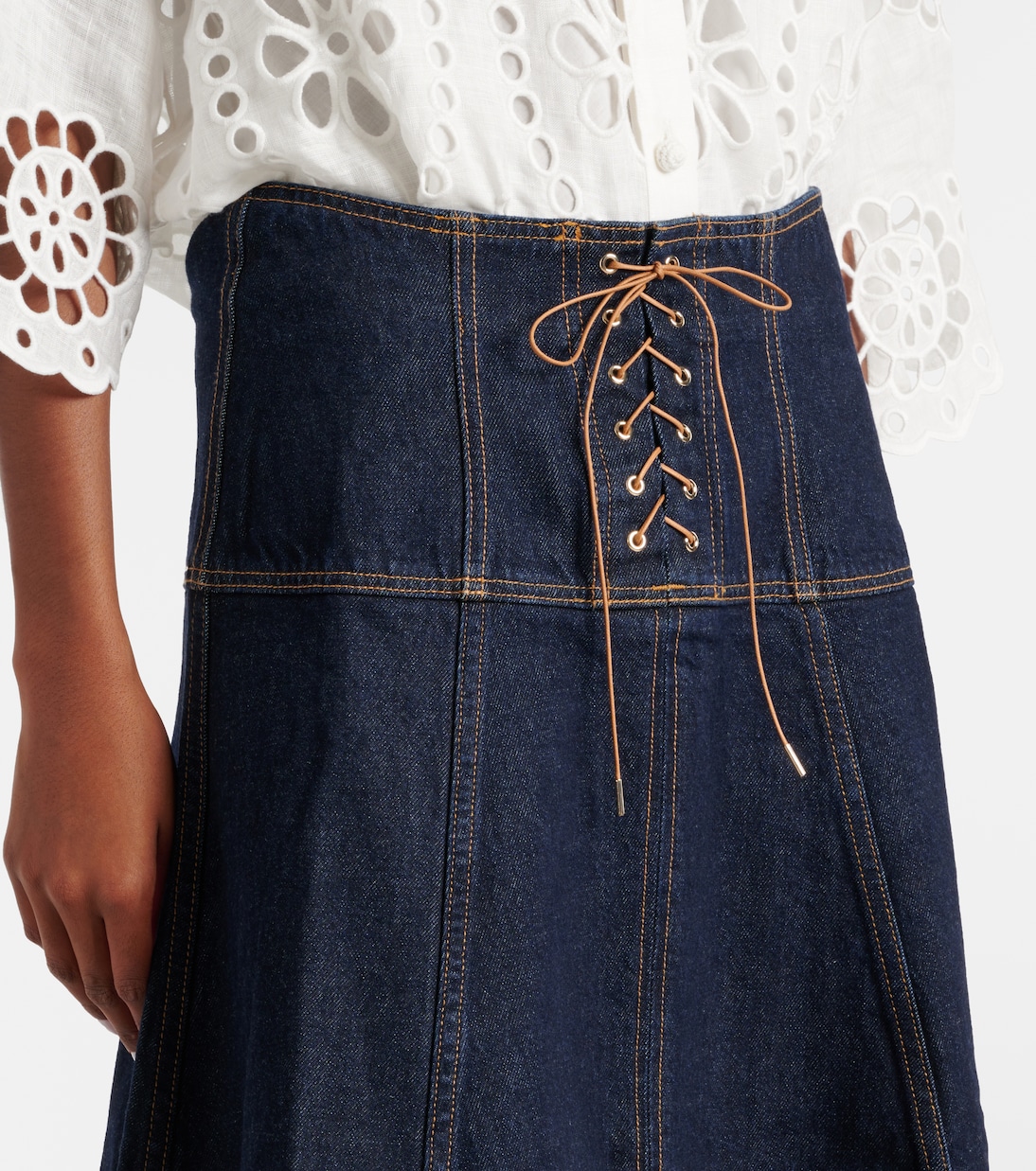 Falda midi Estelle de denim | Ulla Johnson