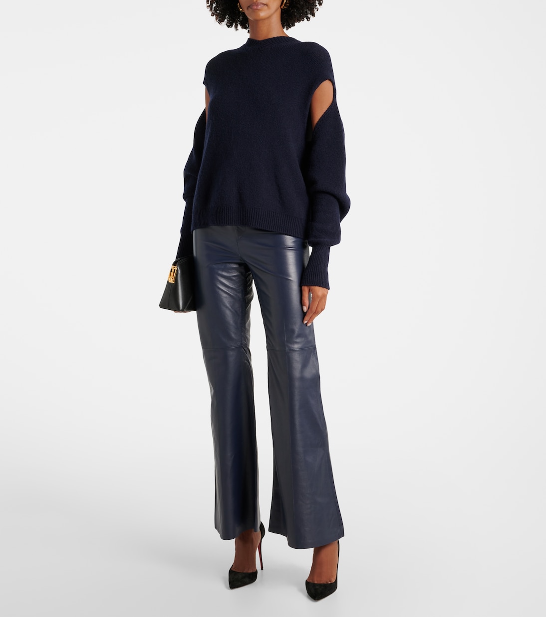 High-Rise-Schlaghose aus Leder | Victoria Beckham