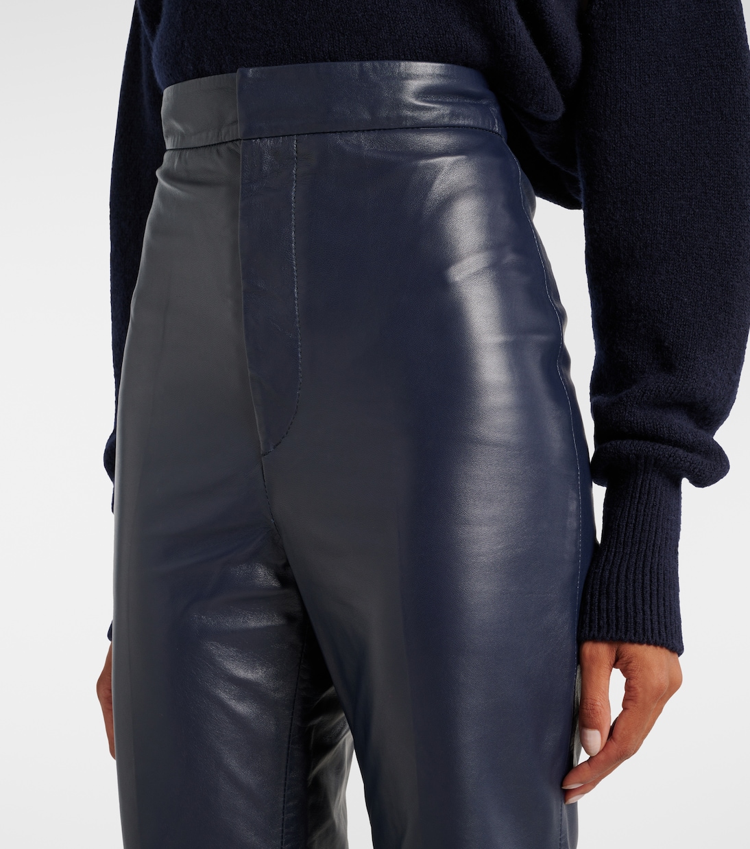High-Rise-Schlaghose aus Leder | Victoria Beckham