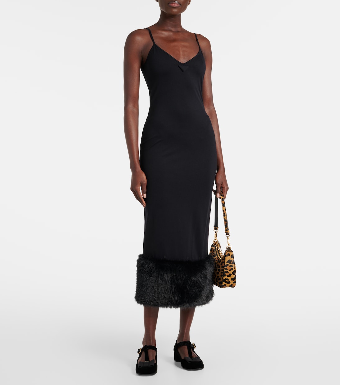 Robe midi en shearling synthétique | Prada