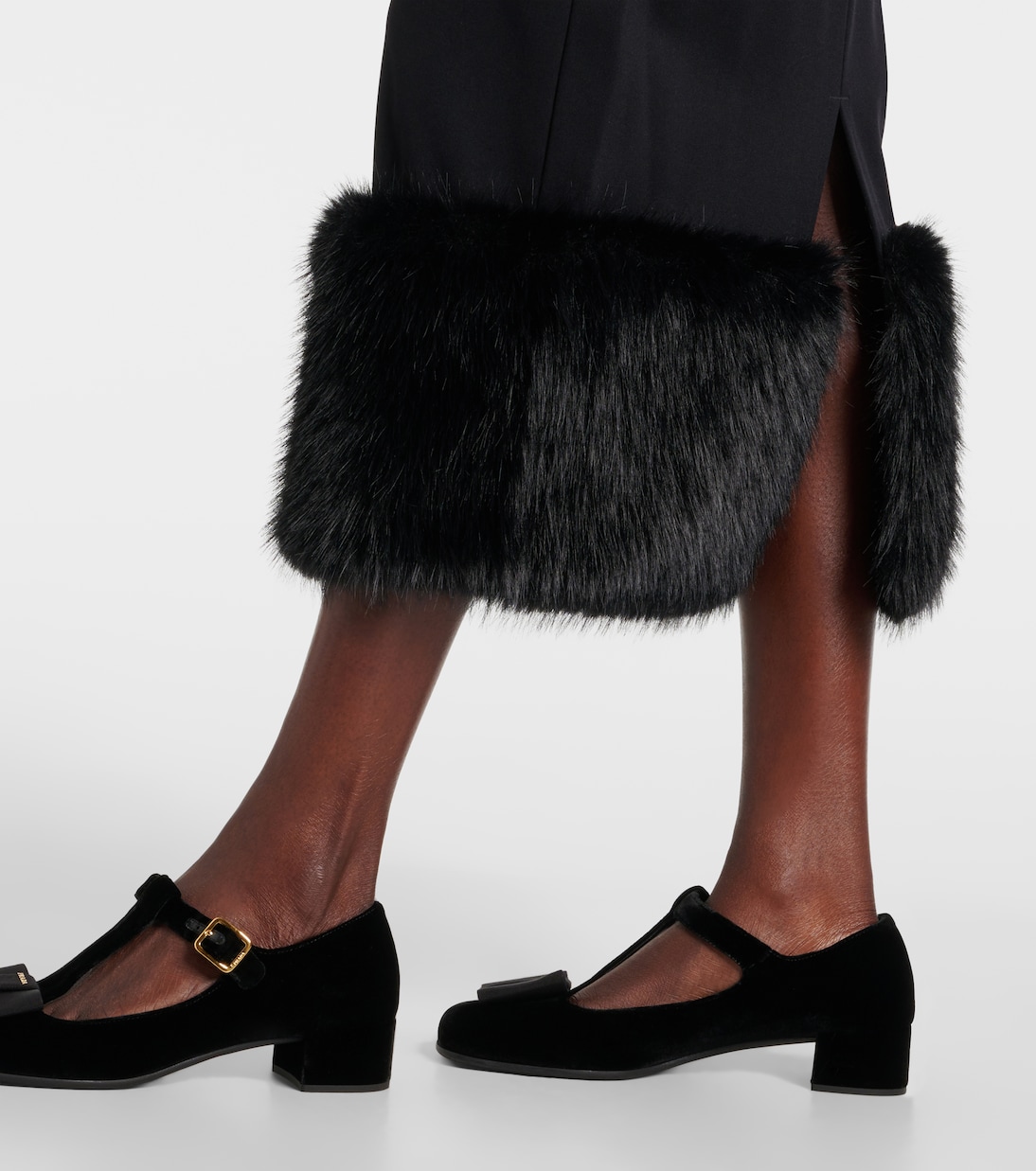 Robe midi en shearling synthétique | Prada