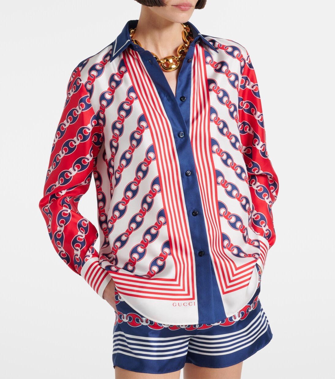 Printed silk satin shirt | Gucci