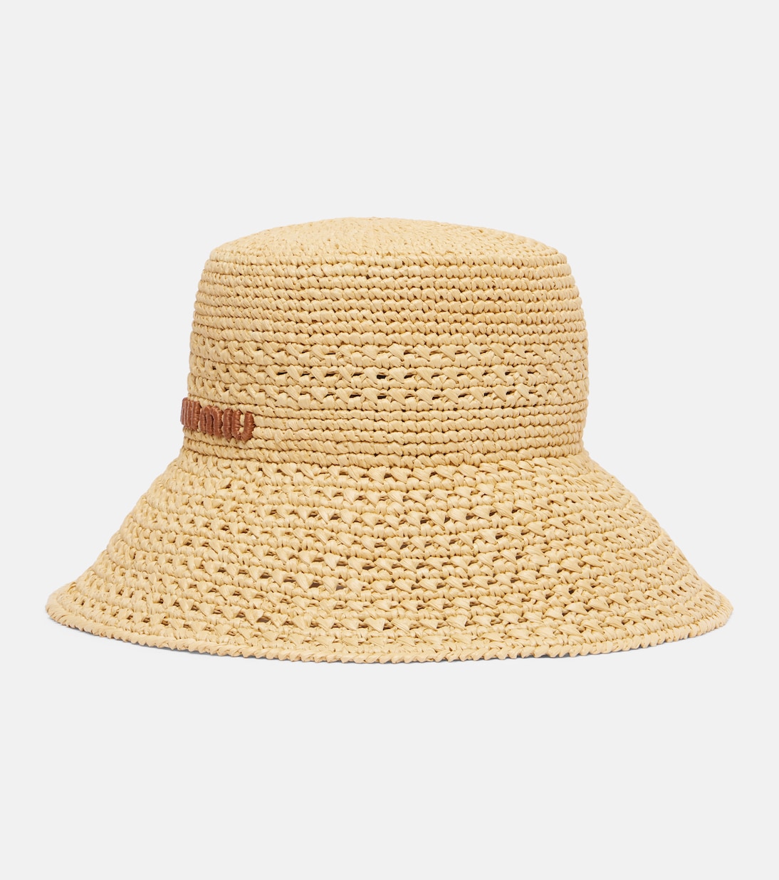 Cappello da sole effetto rafia con logo | Miu Miu