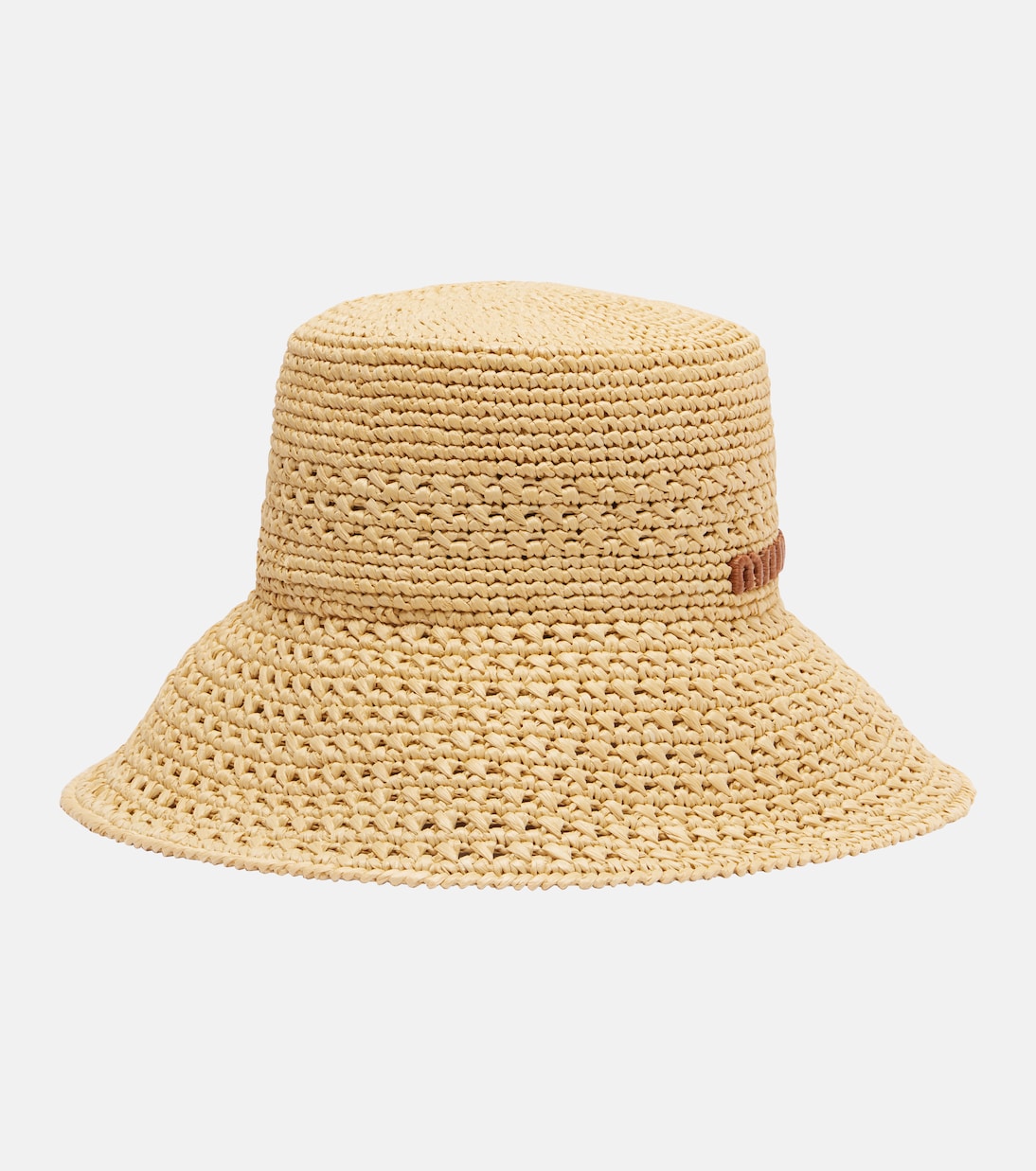 Cappello da sole effetto rafia con logo | Miu Miu