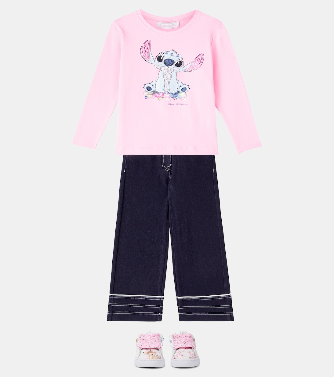 x Disney® Stitch cotton-blend jersey top | Monnalisa