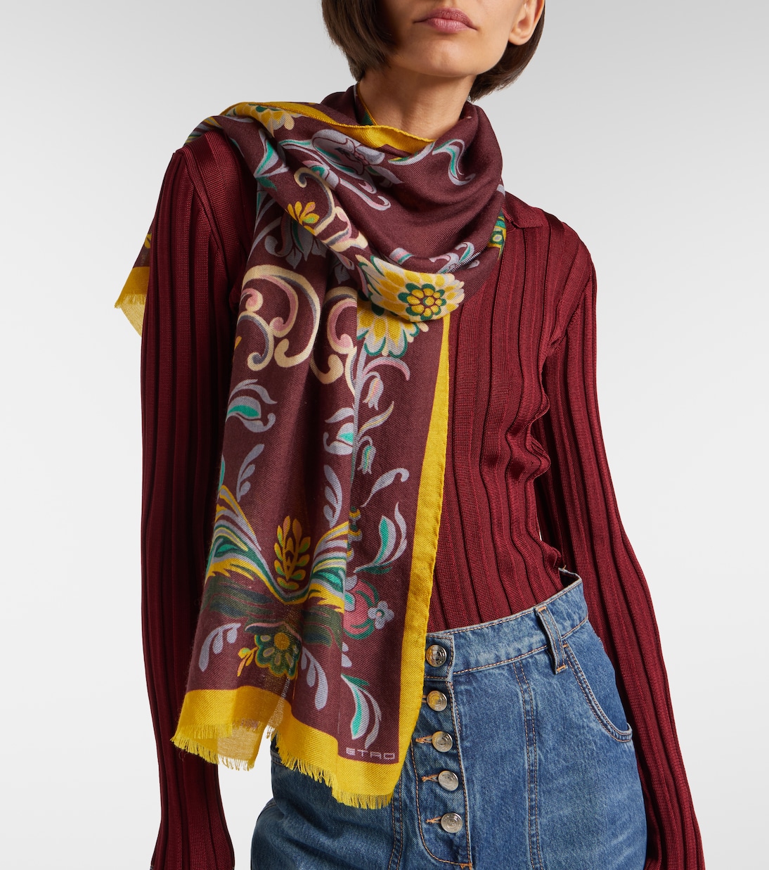 Écharpe imprimée en laine, cachemire et soie | Etro