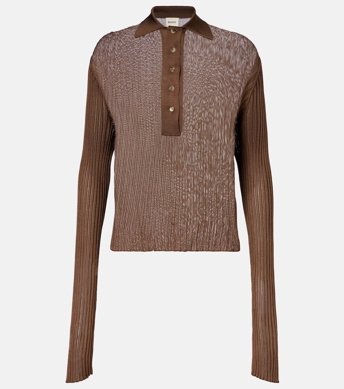 Vin ribbed-knit sheer polo shirt | Khaite