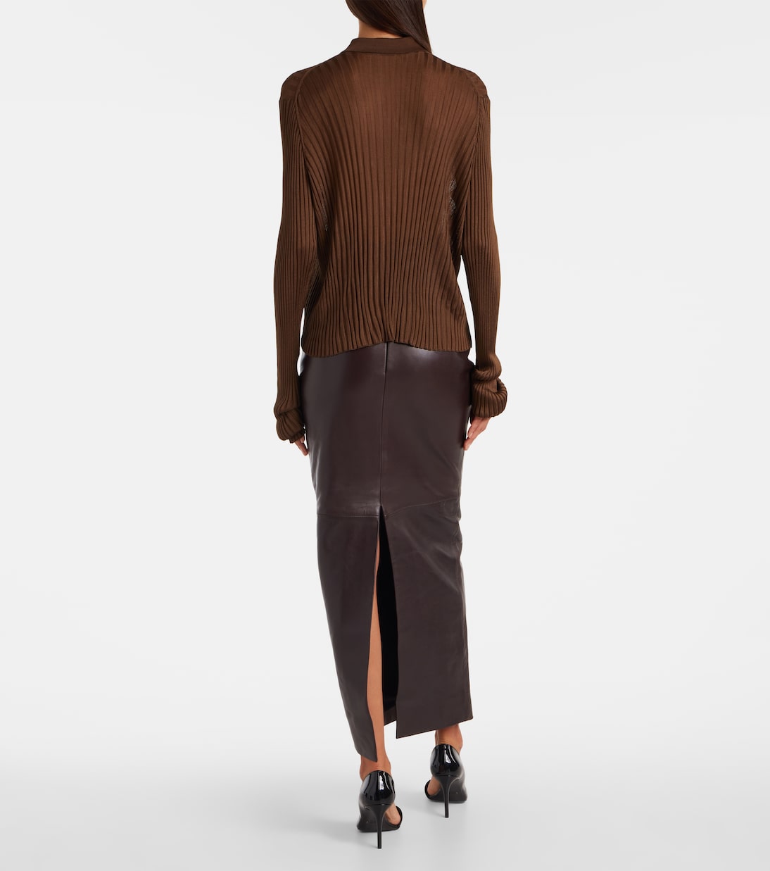 Vin ribbed-knit sheer polo shirt | Khaite
