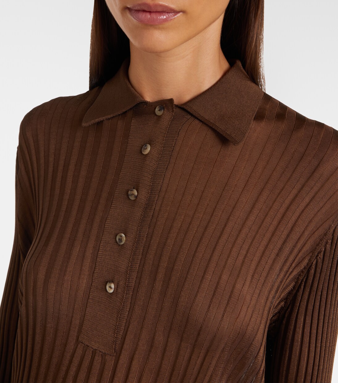 Vin ribbed-knit sheer polo shirt | Khaite