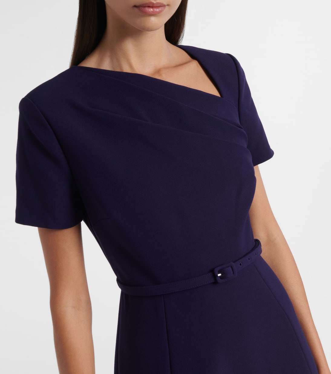 Asymmetric belted crêpe midi dress | Roland Mouret