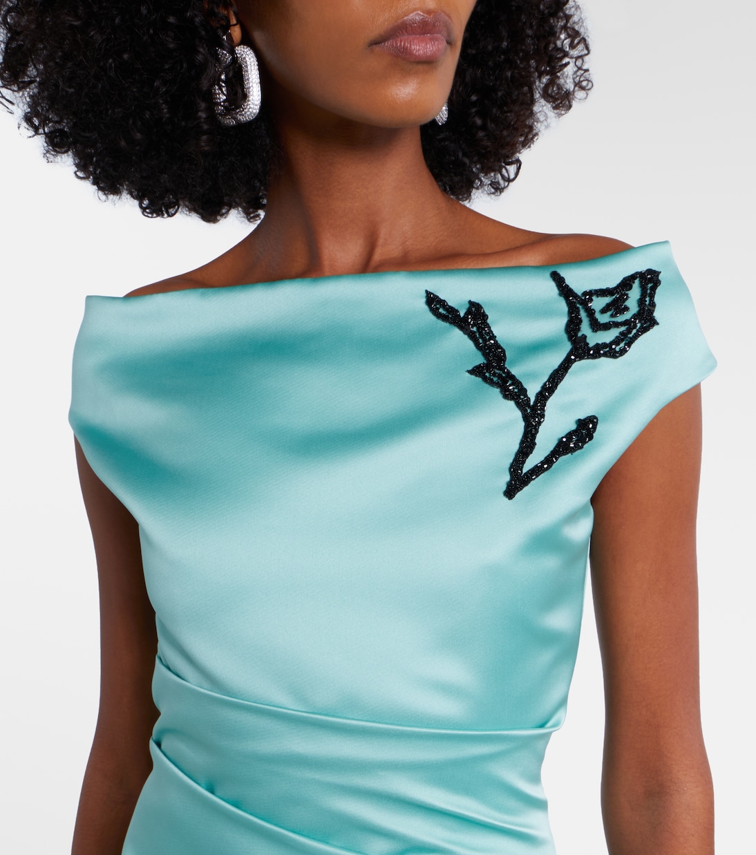 Floral off-shoulder duchesse satin gown | Erdem