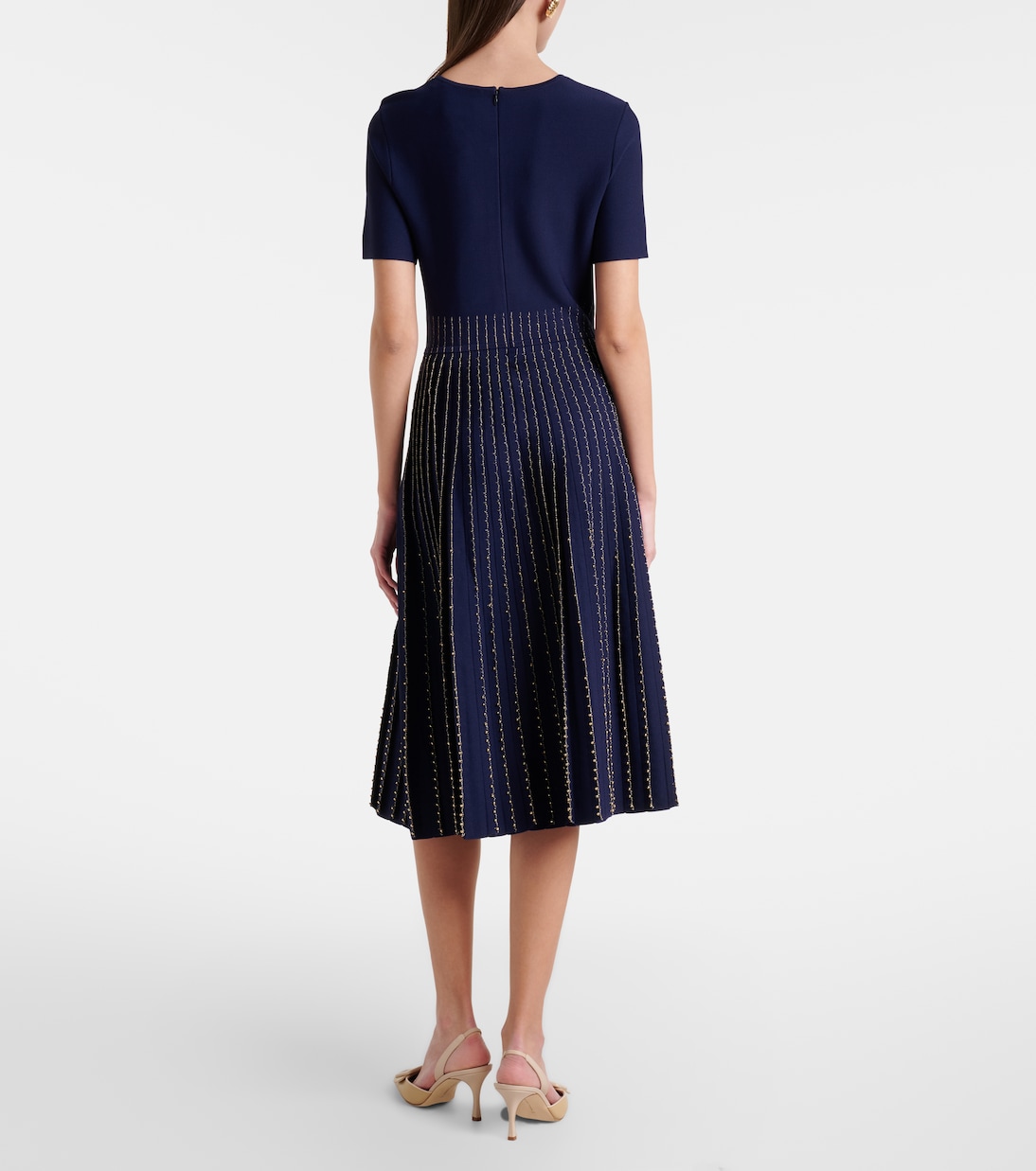 Beaded knitted pleated midi dress | Carolina Herrera