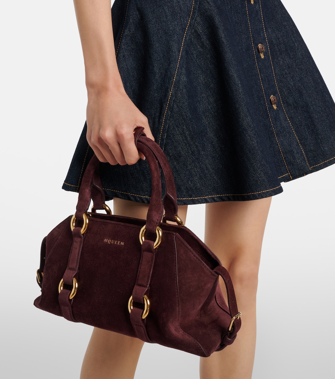 Farringdon Small suede tote bag | McQueen