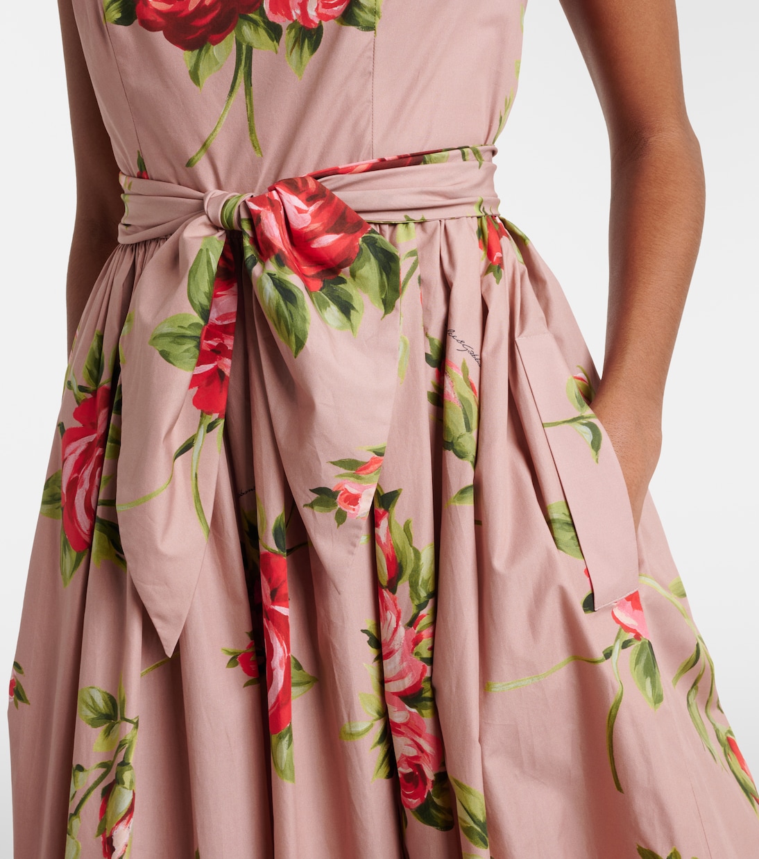 Floral belted cotton midi dress | Dolce&Gabbana