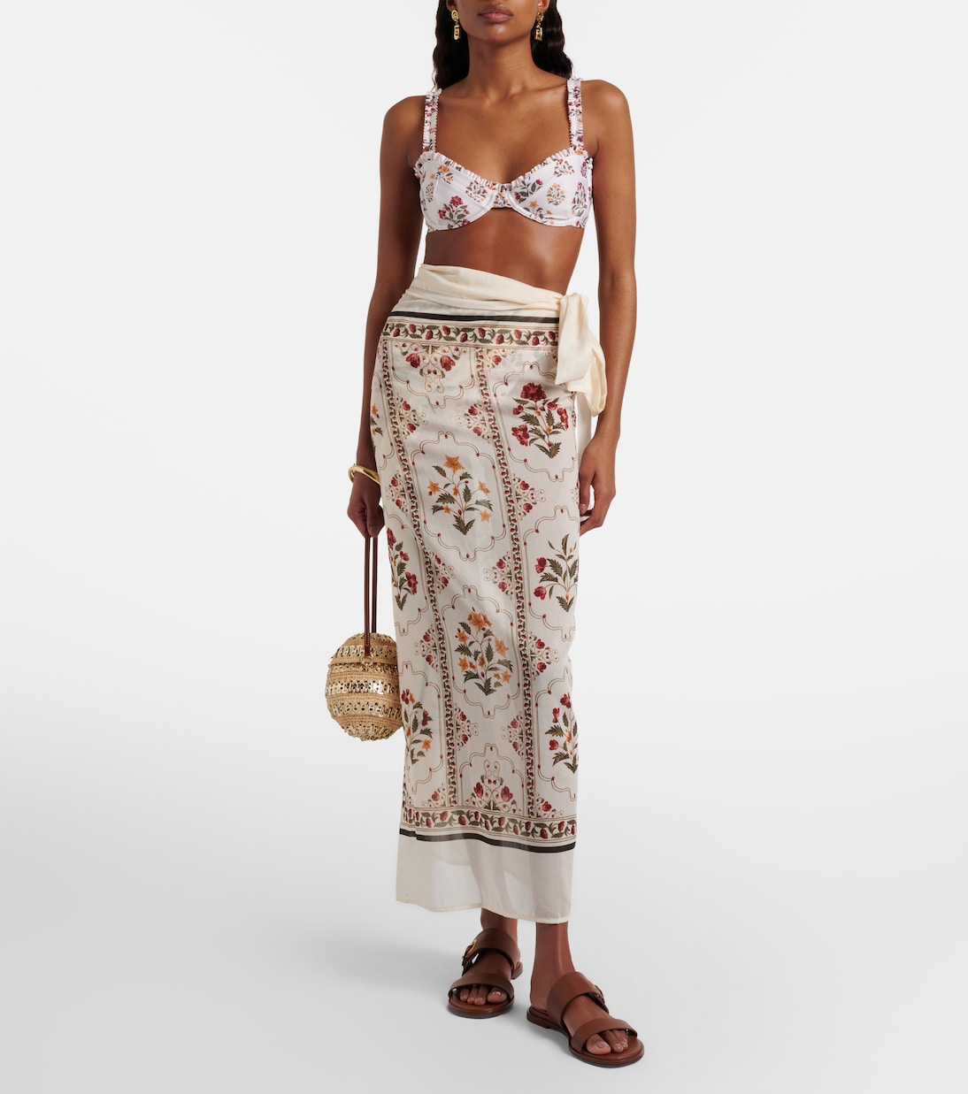 Floral cotton and silk beach cover-up | Agua by Agua Bendita