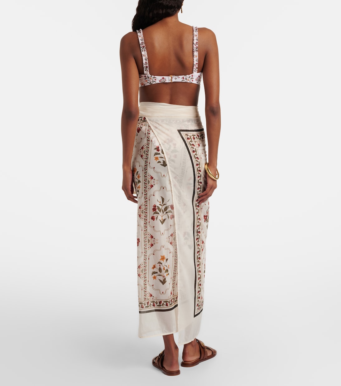 Floral cotton and silk beach cover-up | Agua by Agua Bendita