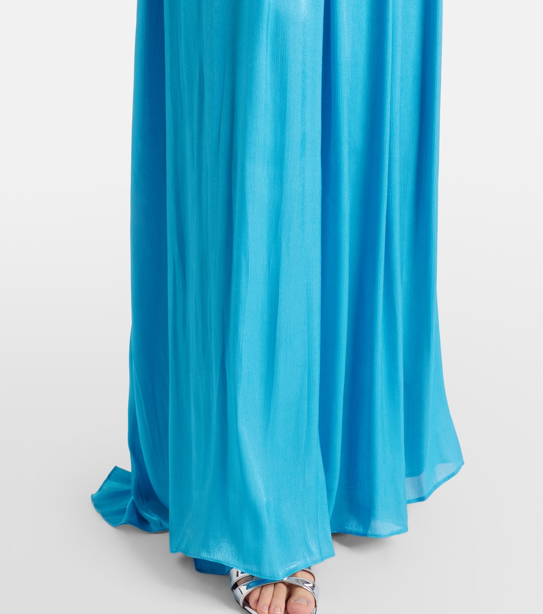 Isilda lamé georgette one-shoulder gown | Costarellos