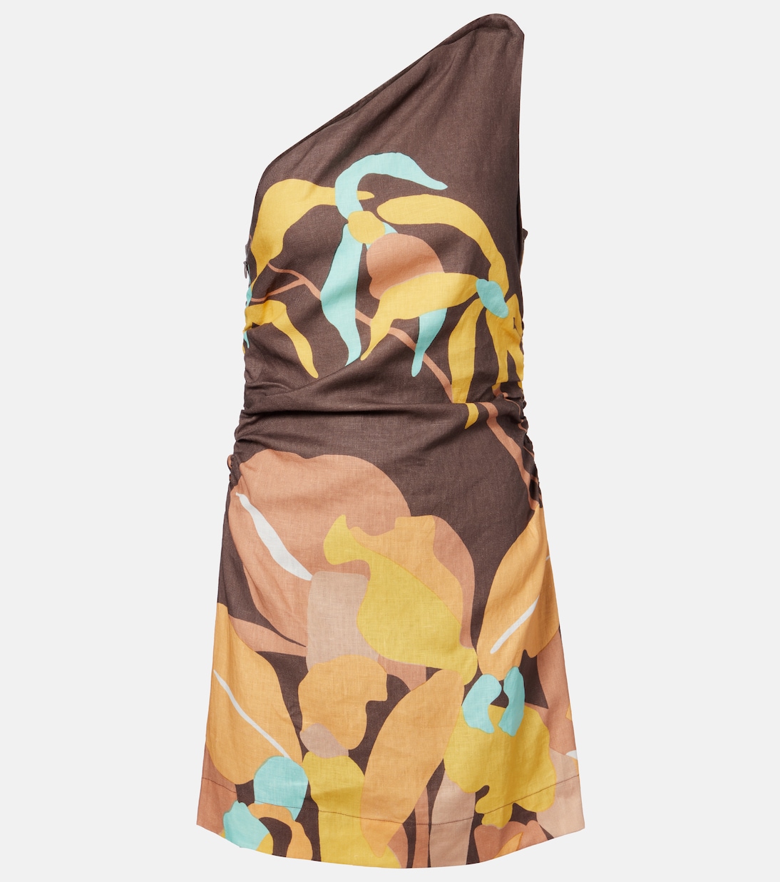 Marga floral one-shoulder linen minidress | Faithfull
