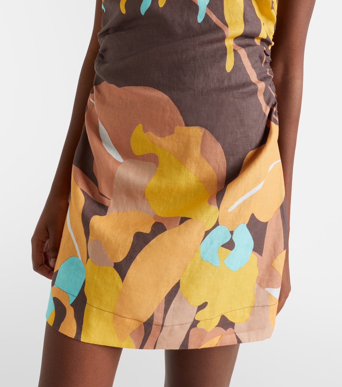 Marga floral one-shoulder linen minidress | Faithfull