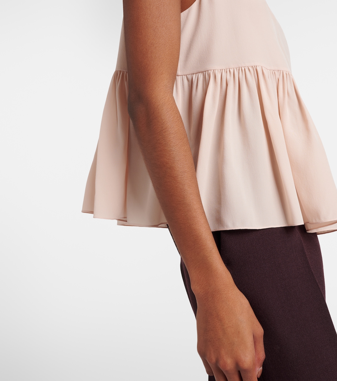 Peplum silk crêpe de chine top  | Chloé