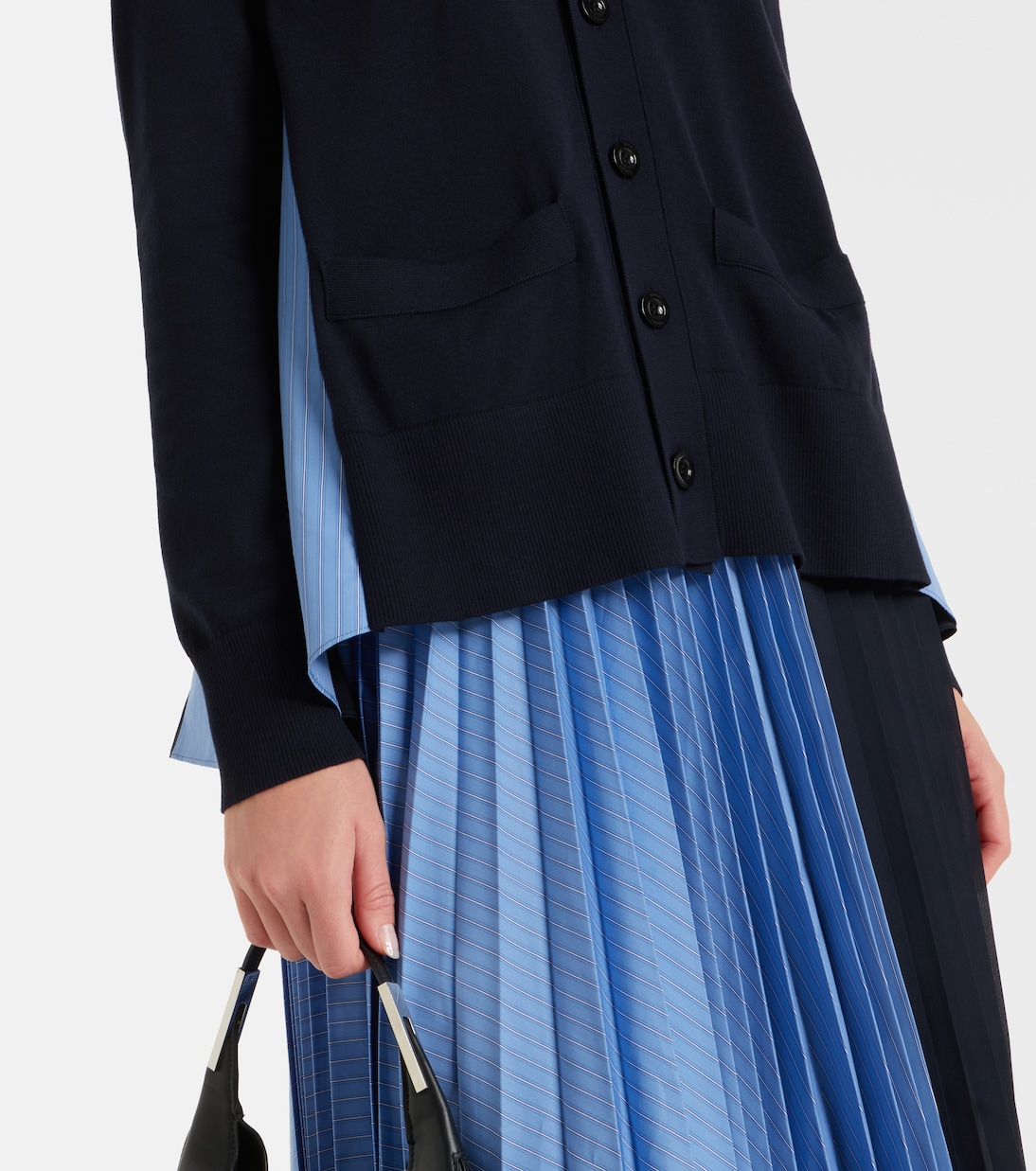Striped cotton poplin cardigan | Sacai