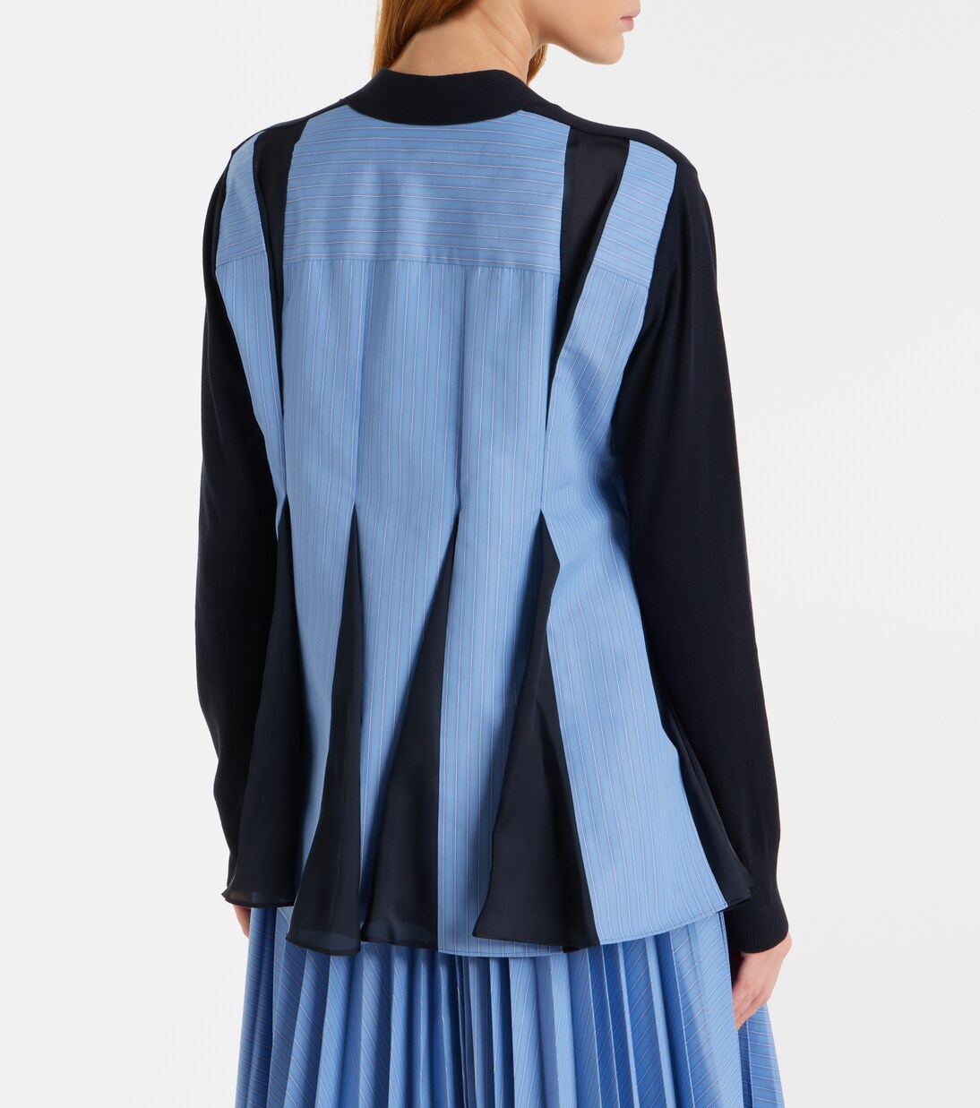 Striped cotton poplin cardigan | Sacai